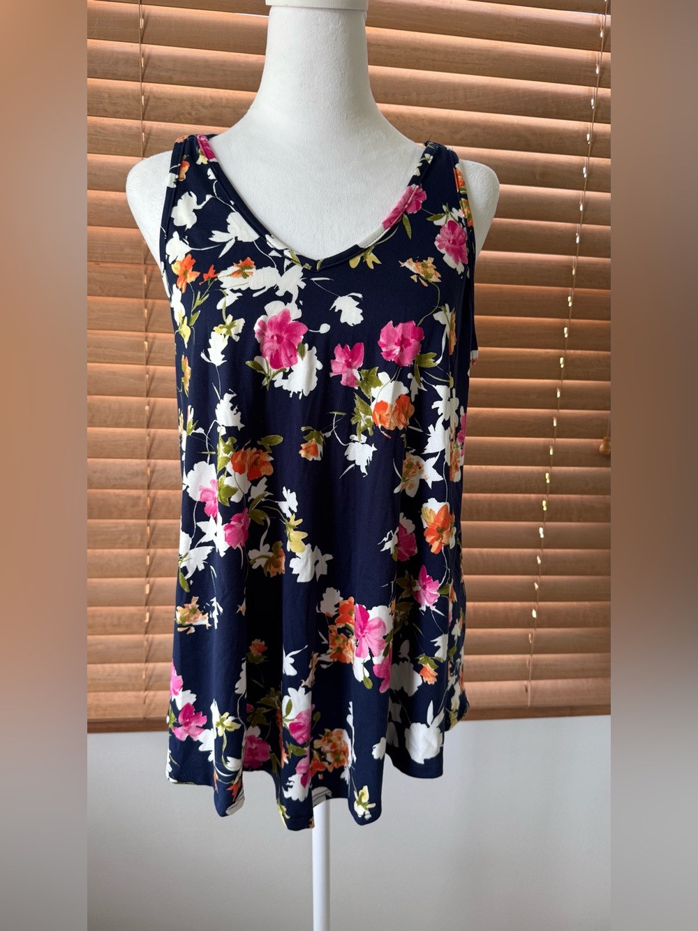Navy Floral Stretchy Halter Top